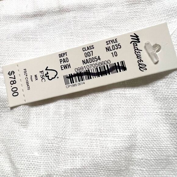 Madewell 100% Linen Cross-Back Sleeveless Top in Eyelet White Size 10 NWT NL035 - Picture 9 of 11